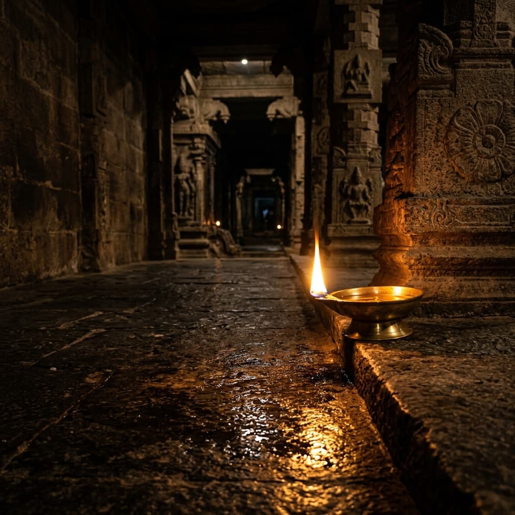 Vedic puja altar lighting deepa oil lamp for morning ritual alignment